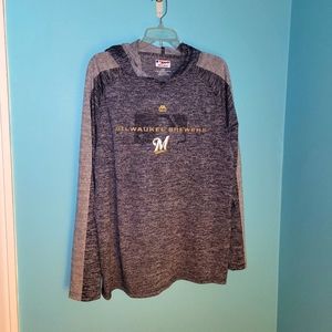 Milwaukee Brewers Baseball Hood Pullover Gray sz. Large